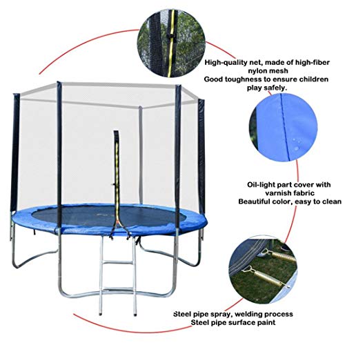 Kids & Adults Trampoline ,8 FT Sports Fitness Trampoline - Indoor & Outdoor Large Bungee Jumping Bed with Enclosure Net Jumping Mat and Spring Cover Padding - Thumbnail 6