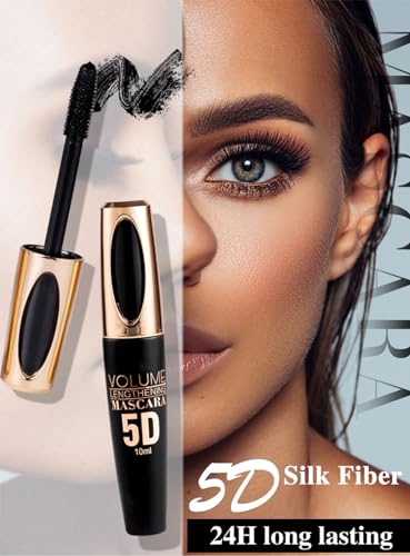 5D Silk Fiber Sky High Eyelash Mascara, Waterproof Long Lasting Thick Mascara black, Gives Lashes Volume, No flakes, No Smudge, No Clumping, Long Lasting All Day, Hypoallergenic Formula (Black) - Image 8