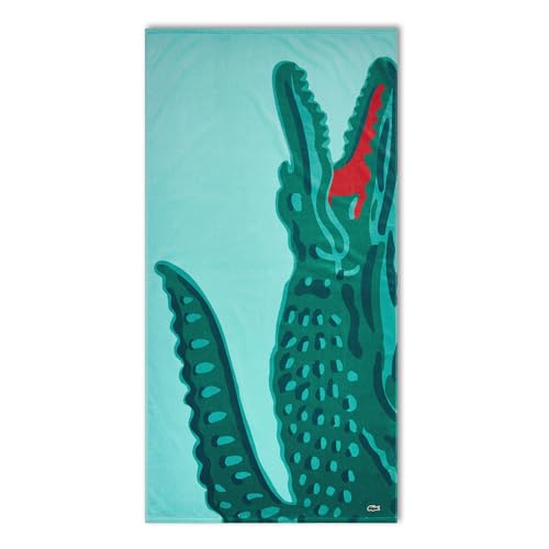 Lacoste 100% Cotton Large Beach Towel Ultra-Absorbent & Fast-Drying Machine Washable Watercolor Croc 36 W x 72 L