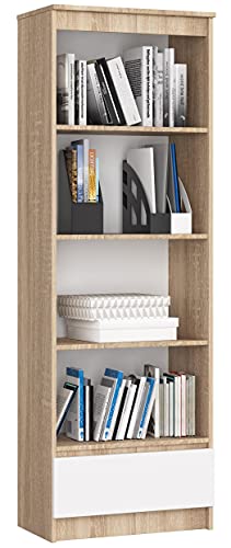 AKORD Bibliothèque de Bureau Rangement | 60 cm 1 Tiroir 4 Étagères | Meuble Support pour...
