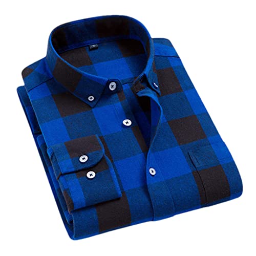 Chemise flanelle coton homme Pohullan anti-froid et respirante à carreaux casual taille L