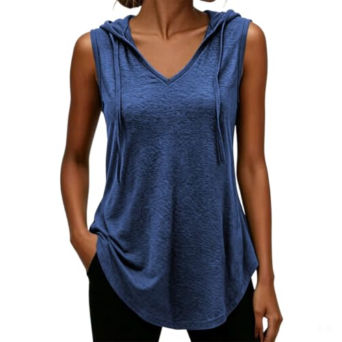 Sweat à capuche sportif pour femme, débardeur de sport ample et léger avec cordon de serrage