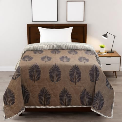 Image of IVAZA Luxury Ultrasonic Punch AC Comforter Blanket - Quilted Microfiber Floral Pattern, Lightweight Breathable All‑Season Blanket for Bedroom, Travel (Singled Bed,228x152 CM) Ozford Grey