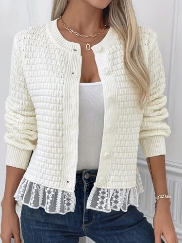 Lace Cardigan Sweaters for Women Lightweight Button Down Cardigan Long Sleeve Knitted Sweater Cardigan Fall Clothes2