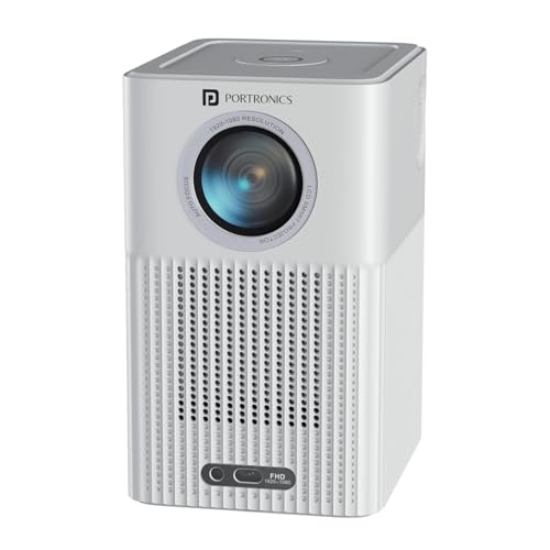 Image of Portronics Beem 500 Smart Projector with 8K Support & 1080p FHD Native, 6700 Lumens, Auto Focus & Keystoning, Bluetooth, Wi-fi, 16W Speaker (White)