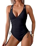 Wellwits Women's Strappy Cutout One Piece Swimwear Swimsuit Beachwear Black M