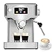 Produktbild Homtone Touchscreen Espressomaschine Siebträgermaschine 20 Bar, Edelstahl Halbautomatische Kaffeemaschine mit Milchaufschäumer für Cappuccino, 1350W, 1,8 Liter Wassertank