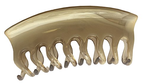 Parcelona French Twist Ivory Beige Large Cellulose Acetate Secure Interlocking Grip Jaw Claw Hair Clip Clamp Clutcher