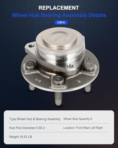 Image of ECCPP 2-Piece 513401 Wheel Hub Bearing for Chevrolet Camaro 2018-2021 | for Cadillac CTS 2016-2019 5 lugs Pre-Greased Sealed