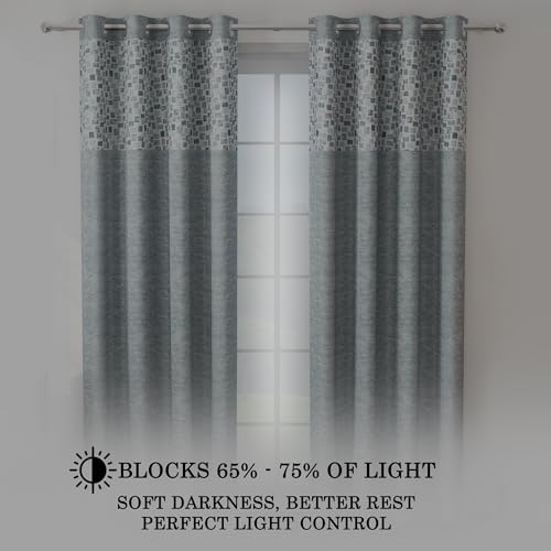 Image of Story@Home Window Curtains 5 Feet Long Set of 1 | Geometric Printed | Medium Room Darkening Curtain | Curtains for Living Room | (118 x 152 cm, Blue & Grey) | Perfect for Home Decor