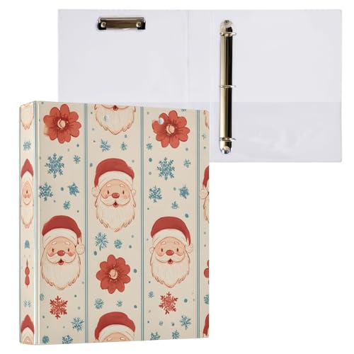 リングファイル ルーズリーフ バインダー a4 クリスマス サンタ ふっこ Dリング 3穴 200枚収納 クリップ&収納ポケット付き 書類整理 事務用品