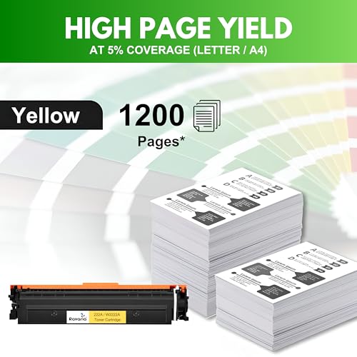 Image of 222A Compatible Toner Cartridge (with New Chip) for HP W2222A Replacement for HP Color LaserJet Pro MFP 3203dw 3303sdw Printer (222A Toner Yellow (W2222A)