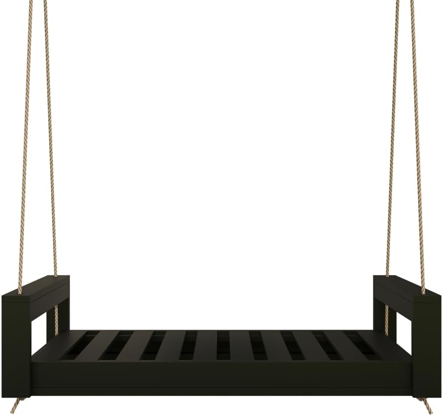 Amish Casual The Lancaster Amish Crafted Porch Daybed Swing, Made in The USA from Kiln Dried Pine (6 Foot, Black Paint)