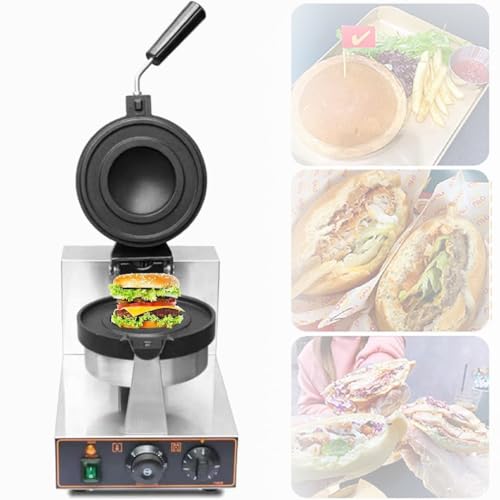 XUXIAO Máquina eléctrica para Hacer gofres y Hamburguesas, máquina para Hacer gofres y Helados de Doble Cara, con Control de Tiempo de Temperatura, para el hogar, la Cocina y el Desayuno