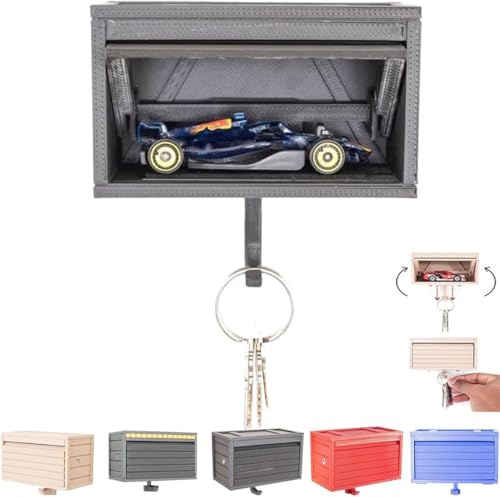 La Mejor Selección de Almacenaje y organización del garaje los mejores 10. 42 Porta Llaves para Pared con Garaje con Puerta Corredera, Genial Colgador de Llaves 3D, Organizador para Llaves para Sala, Cocina, Oficina (Negro)
