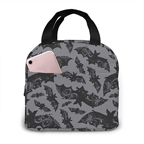 ZYWL Bolsa de almuerzo de murciélagos de Halloween Bolsa de almuerzo Bolsa de asas Bolsa de almuerzo para mujeres Caja de almuerzo Contenedor de almuerzo aislado