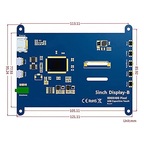 Image of ELECROW 5 Inch Touch Screen Monitor for Raspberry Pi - 800x480 Mini Monitor Touchscreen LCD Display Compatible with Raspberry Pi 5 /4 /3B+ /3B, BB Black, Banana Pi, Jetson Nano, Windows, PC