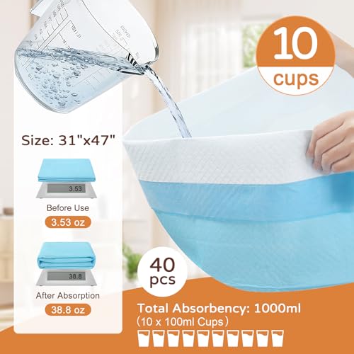Image of Extra Large Dog Pee Pads 31x47 40 Count Heavy Duty Absorbent Puppy Pad | 6-layer super absorbent, Leak-proof, Wee wee pads, Big dogs, Multi-pet homes, Heavy duty protection, Against spills & odors