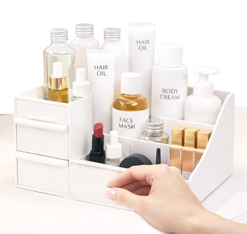 Image of PANCA Makeup Organizer Storage Box with Drawers | Large Capacity Cosmetic & Jewellery Organiser for Dressing Table, Bathroom & Bedroom | Vanity Skincare, Lipstick & Brush Holder