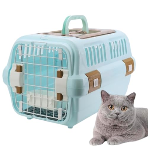 Vzfv ペットキャリー 猫・超小型犬/小型犬用 キャリーケース 軽量 通気性 安全ロック Mサイズ オレンジ 旅行・通院・車内移動に最適 クレート (M,ブルー)