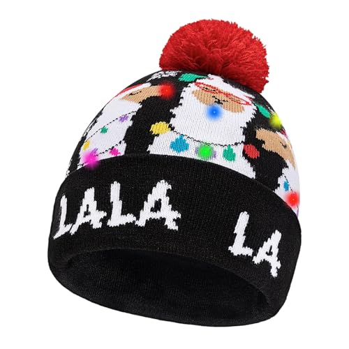 YUYWWAN LED Weihnachtsmütze, Lustige Weihnachtsmann Mütze Licht,...