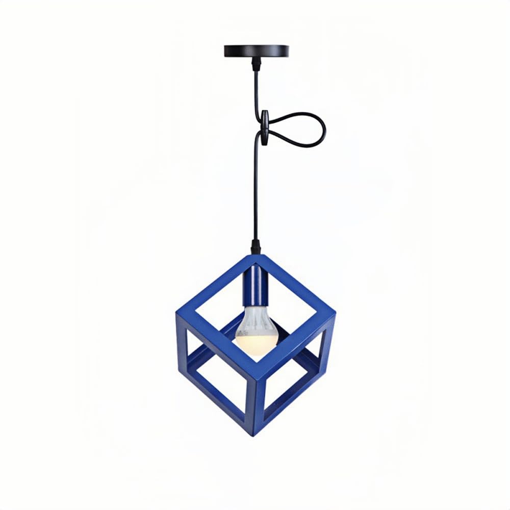 Suspension style industriel bleu et lampe décorative style macaron pour chambre