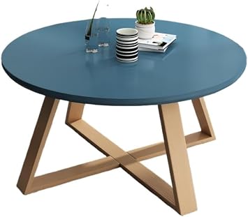 Coffe Tables Nordic Round Coffee Table Modern Small Apartment Simple Home Living Room Creative Solid Wood Coffee Table Coffee TableSizeDiameter 28/70cm,ColorBlue