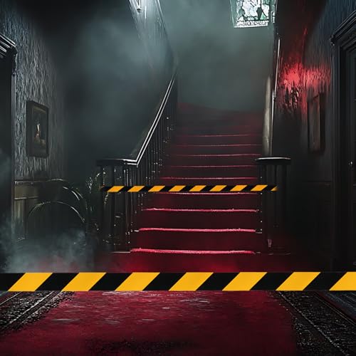 2 inch x 125 ft Black and Yellow Hazard Tape, Warning Caution Tapes, Yellow and Black Warning Safety Tape for Floor Marking, Stripe Adhesive Barricade Tape Roll for Walls Floors Construction Tape