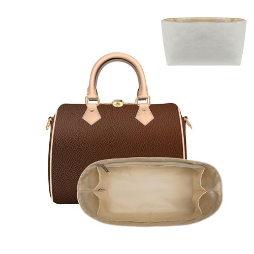 Ultra-light Purse Insert Organizer Compatible with Lv speedy 25,Carryall PM Bag and More, Water-proof Dupontpaper Handbag Storage for Luxury Bags, Keeps Tote Handbags Neat (SP25)