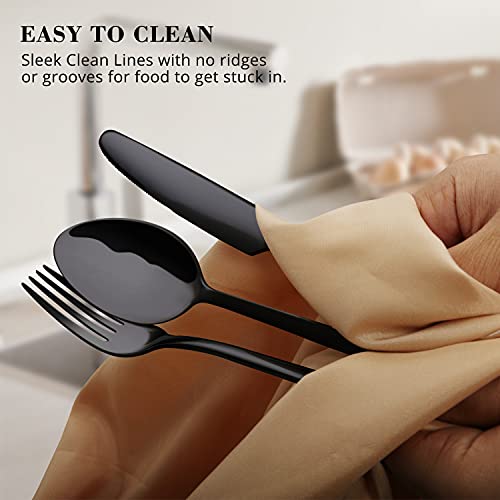 Image of KINGSTONE Black Silverware Set, 20-Piece Flatware Set for 4, 18 /10 Stainless Steel Cutlery for Home Kitchen and Restaurant