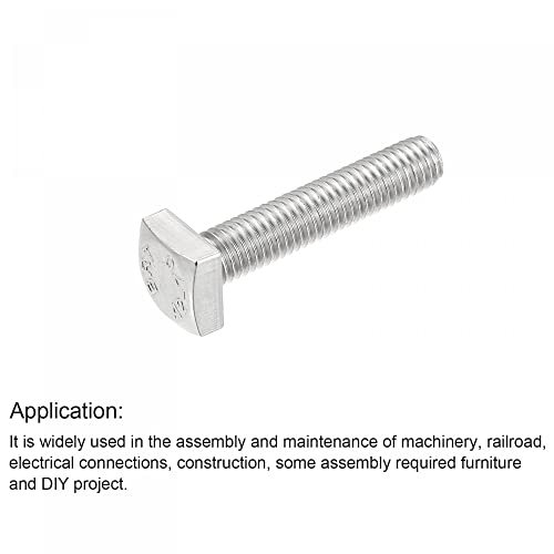 Image of uxcell Square Head Bolt, 5pcs M8x40mm Fully Thread 304 Stainless Steel Grade C Square Machine Screws