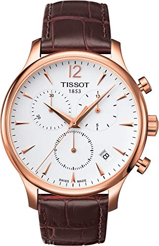 Tissot T063.617.36.037.00 Montre pour Homme, Marron/Blanc, Bracelet