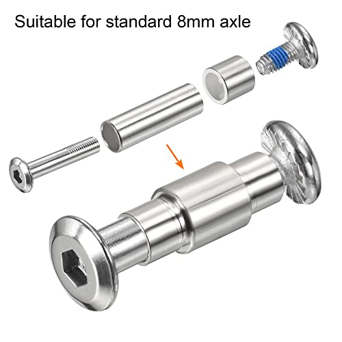 PATIKIL 8 Pack Inline Skate Lager Spacer Distanzhalter Hardware für 8mm Achsrolle silber