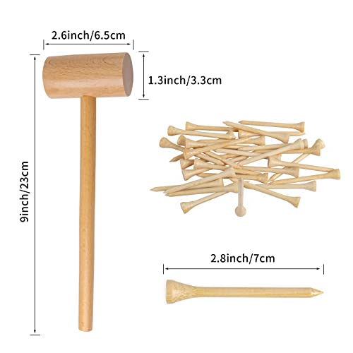 Image of Wooden Mallet Hammering & Pounding Toys Set Simulation Wooden Mallet Toddler Fake Hammer Portable Toy Hammer for Kids (Pack of 2)