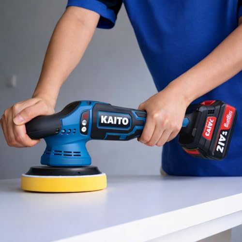 Image of KAITO 21V Cordless Car Polisher | Brushless Motor | 2000-4500 RPM Variable Speed | 150mm Pad | Dual 4.0Ah Batteries & Fast Charger | Professional Polishing Machine for Car, Bike & Wood