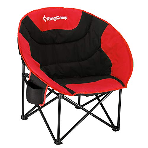 KingCamp Oversized Moon Chairs Padded Seat Supports 300lbs for Adults, Comfy Portable Folding