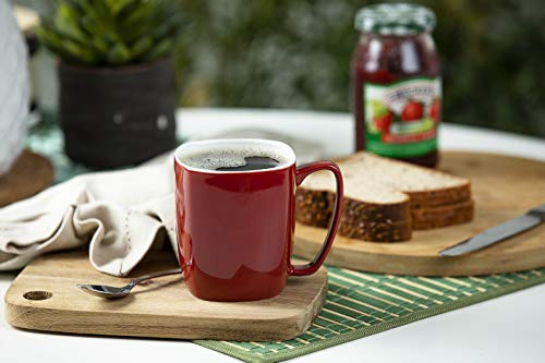 Amuse- Professional Porcelain Bistro Collection Daily Mugs- Set Of 6-14 Oz (Scarlet Red) #TOP4