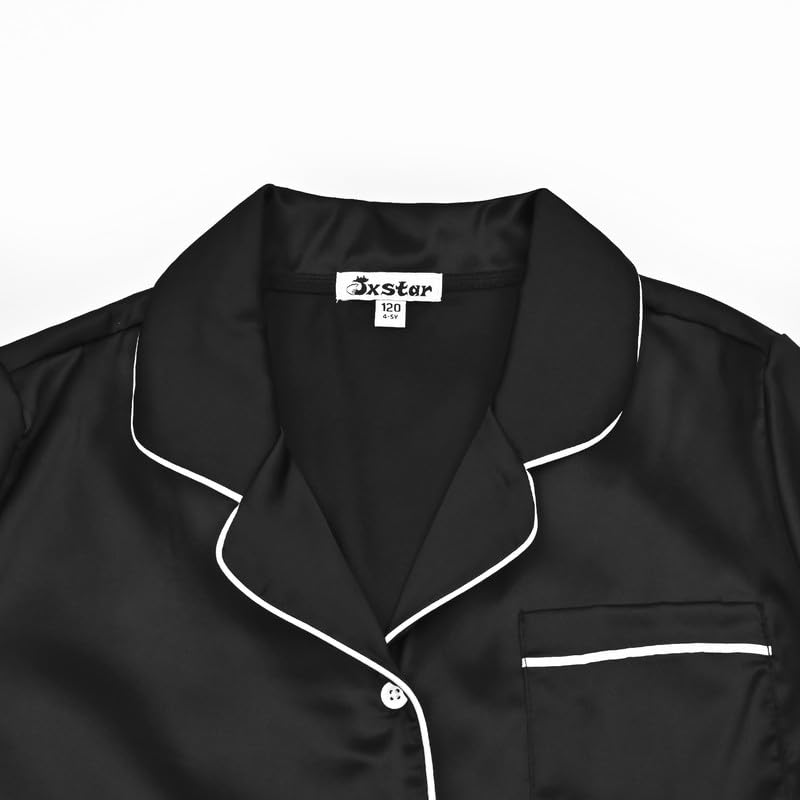 Jxstar Girls Boys Satin Pajamas Sets Kids Silk Button-Down PJS Summer Lounge Sets Sleepwear3