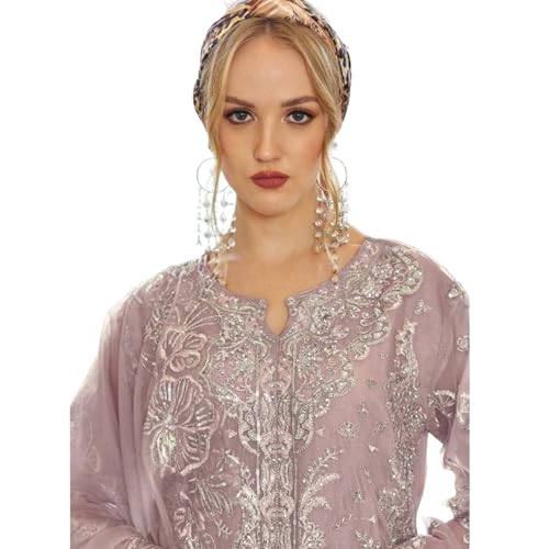 Image of Women's Net Multicolor Heavy Embroidery & Sequin Work Designer Stitched Salwar Suit