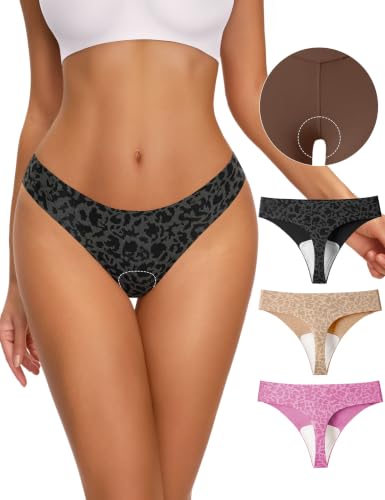 NIASOUL Thongs for Women Seamless No Show G-String Padded Workout Underwear