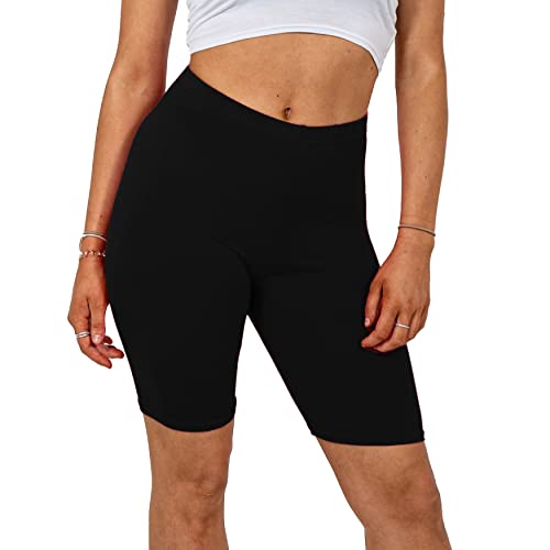Missloved Ladies Womens Cycling Dancing Gym 1/2 Leggings Active Casual Shorts (Black, 20-22)