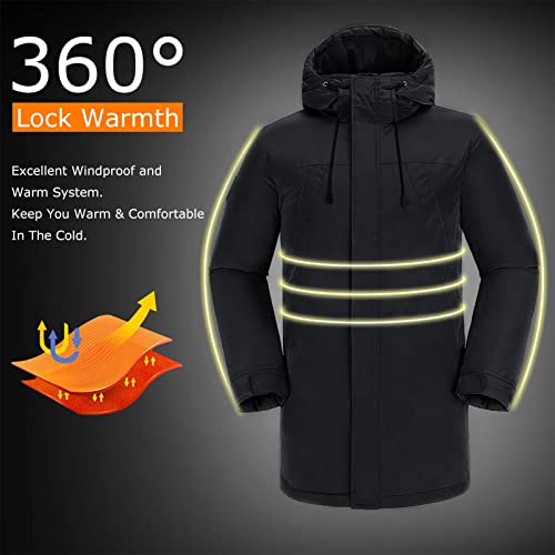 Camelsports Mens Winter Coats Long Warm Jacket With Hood Casual Quilted Puffer Parka Windproof Jackets #TOP1