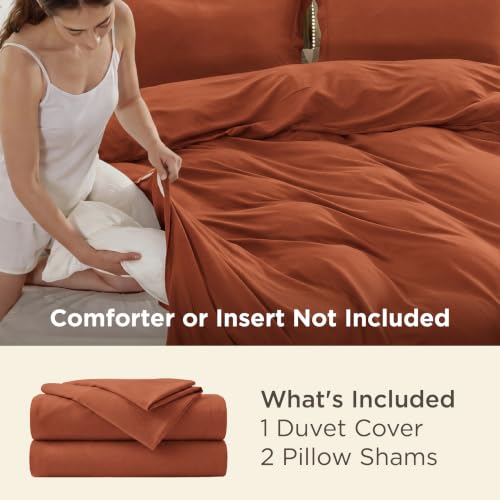 Image of Bedsure Duvet Cover Oversized King Size - Soft Double Brushed Bedding Set for Kids & Adults, Zipper Closure, 3 Pieces, Includes 1 Duvet Cover (120 inchx98 inch) & 2 Pillow Shams, NO Comforter, Terracotta