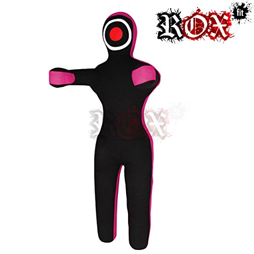 ROX Fit Grappling Dummy Realistic Straight style Brazilian JiuJitsu Training Bag 3 ft, 4 ft, 5 ft,6ft (Unfilled) (4 Foot, Black Pink)