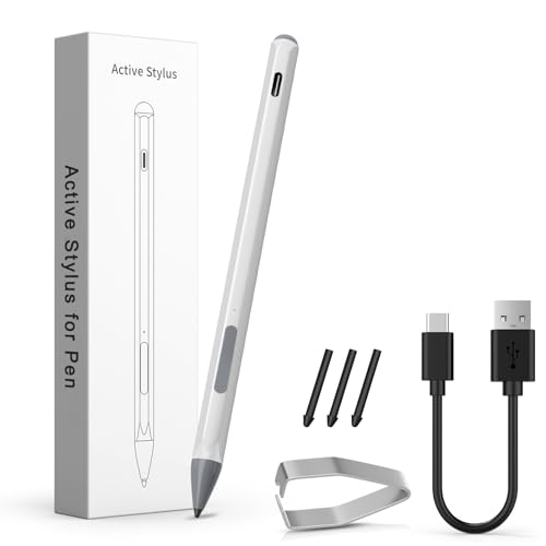 QUAGGY Stylus Pen for Microsoft Surface Pro 11/10/9/8/7/6/5/4/3/X Surface Laptop/Book/Surface Go3 Go2, 4096 Tilt Pressure, Magnetic Attachment, USB-C Fast Charging, Palm Rejection Function. (Silvery)