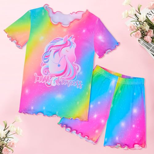 Sylfairy Girls Pajamas Set Toddler Girls Gifts PJs Summer Sleepwear Short Sleeve Top and Pants Jammies Set3