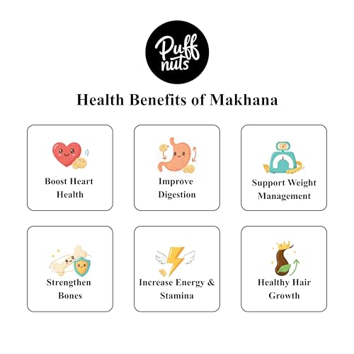 Image of Puffnuts COMBO of 4 Roasted and Flavoured Makhana | Healthy Snack | Namkeen Snacks | Puff Nuts | Gluten Free | Cholesterol Free | Protein Rich | Fiber Rich | With Calcium & Magnesium | Roasted in Olive Oil - 324g (Pack Of 4, Tangy Tomato, Jaggery & Sesame, Cream & Onion, Mexican Chipotle)