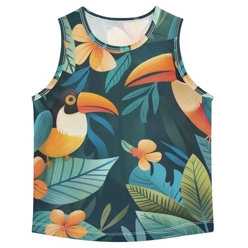 susiyo Summer Flower Birds Jungle Leaves Boys Sleeveless Tank Top Girls Athletic T Shirt
