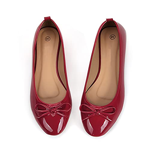 Dernolsea Ballerines plates en cuir verni à bout rond pour femme