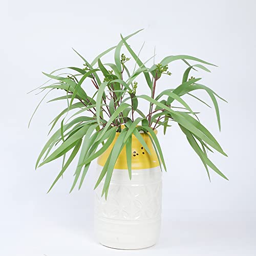 LNGO 35 inch 1 Bundle 5 Brunches Faux Willow Tree Leaf Artificial Greenry UV Resistant Summer Bushes Shrubs Office Home Outdoor Christmas Decoration